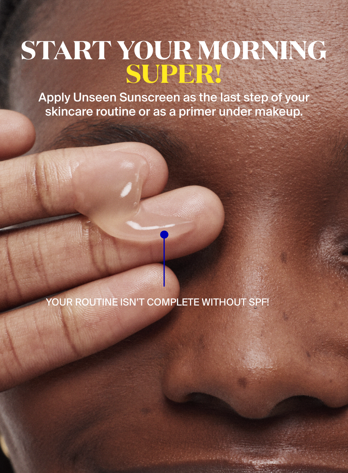 supergoop-unseen-sunscreen-spf-50-model-with-texture-on-fingers.png